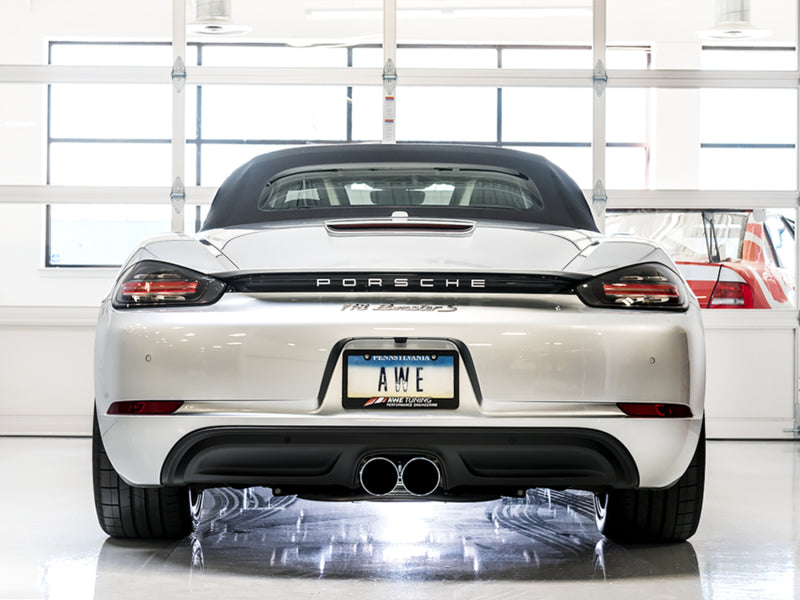 AWE Tuning Porsche 718 Boxster / Cayman Track Edition Exhaust - Chrome Silver Tips - AWE Tuning 3010-32038