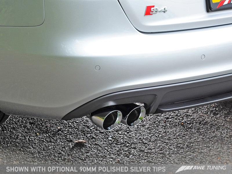 AWE Tuning Audi B8 / B8.5 S4 3.0T Touring Edition Exhaust - Chrome Silver Tips (90mm) - AWE Tuning 3010-42018