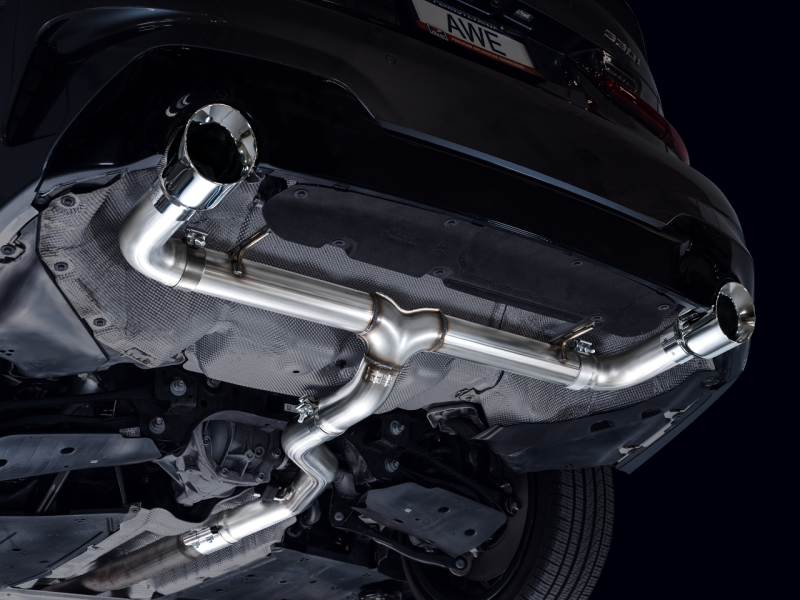 AWE 19-23 BMW 330i / 21-23 BMW 430i Base G2X Track Edition Axle Back Exhaust - Chrome Silver - AWE Tuning 3020-32429