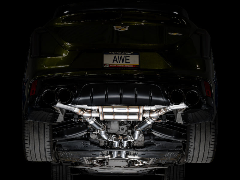 AWE Tuning 2021+ Cadillac CT4-V Blackwing SwitchPath Exhaust - Diamond Black Tips - AWE Tuning 3025-43436