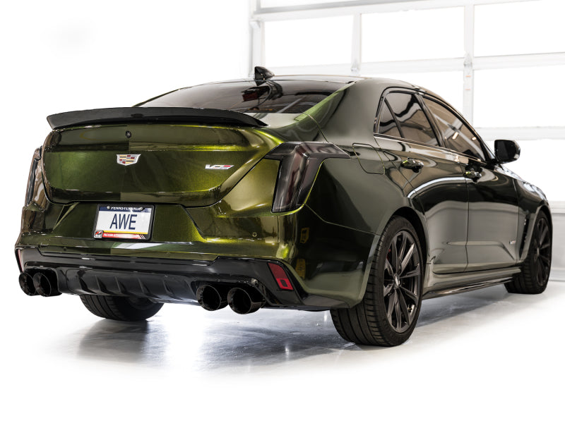 AWE Tuning 2021+ Cadillac CT4-V Blackwing SwitchPath Exhaust - Diamond Black Tips - AWE Tuning 3025-43436