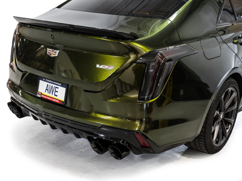 AWE Tuning 2021+ Cadillac CT4-V Blackwing SwitchPath Exhaust - Diamond Black Tips - AWE Tuning 3025-43436