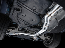 Load image into Gallery viewer, Rear three-quarter view of blue Porsche Macan 2.9TT showing AWE Tuning Touring Edition Catback Exhaust with diamond black quad tips installed