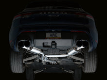 Load image into Gallery viewer, Underside view of Porsche Macan 2.9TT showing installed AWE Tuning Touring Edition Catback Exhaust with diamond black quad tips