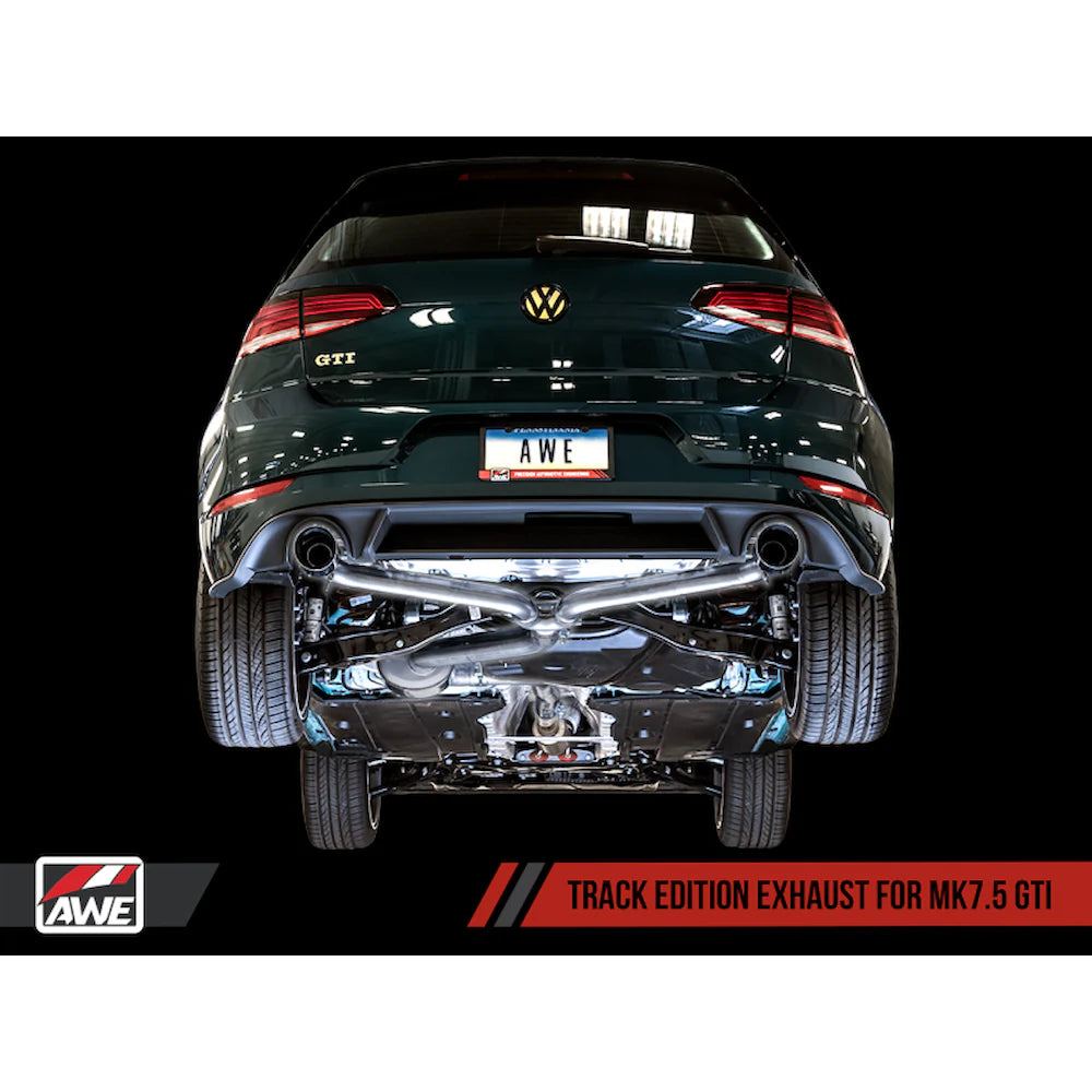 AWE Tuning Volkswagen GTI MK7.5 2.0T Track Edition Exhaust w/Chrome Silver Tips 102mm - product view 4 - AWE part 3020-32042
