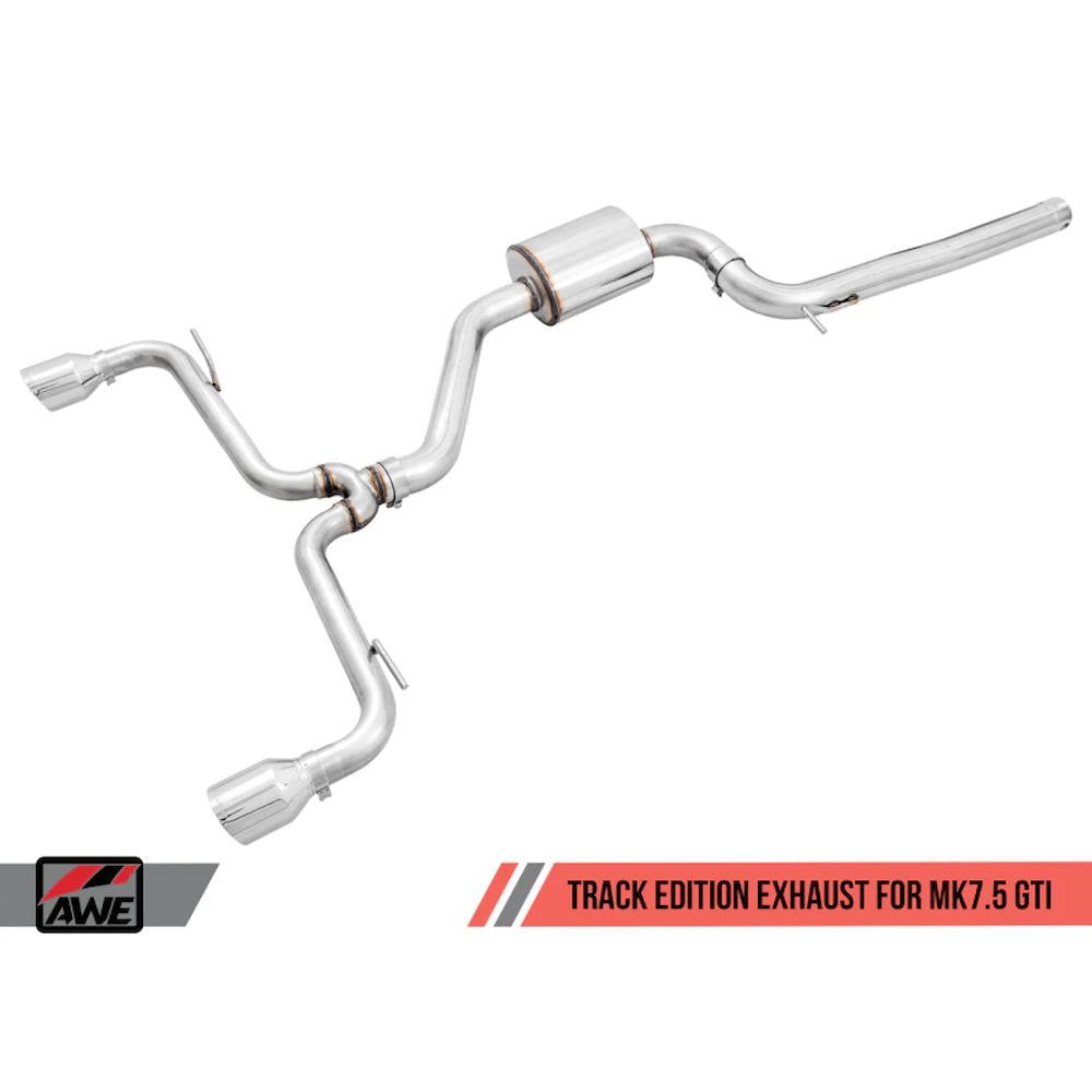 AWE Tuning Volkswagen GTI MK7.5 2.0T Track Edition Exhaust w/Chrome Silver Tips 102mm - product view 6 - AWE part 3020-32042