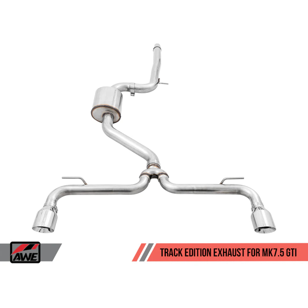 AWE Tuning Volkswagen GTI MK7.5 2.0T Track Edition Exhaust w/Chrome Silver Tips 102mm - product view 7 - AWE part 3020-32042