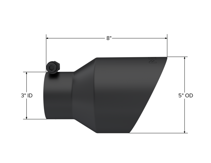 MBRPT5187BLK-MBRP Universal 3in Hex Tip 5in Inlet 8in Length Dual Wall Exhaust Tip - Black Coated-Tips-MBRP