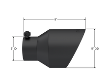 Load image into Gallery viewer, MBRPT5187BLK-MBRP Universal 3in Hex Tip 5in Inlet 8in Length Dual Wall Exhaust Tip - Black Coated-Tips-MBRP