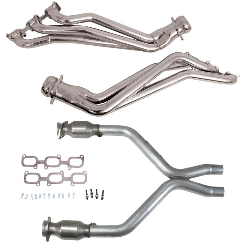 BBK16422-BBK 11-14 Ford Mustang V6 1-3/4 Long Tube Headers w/High Flow Catted X-Pipe (Silver Ceramic)-Headers & Manifolds-BBK