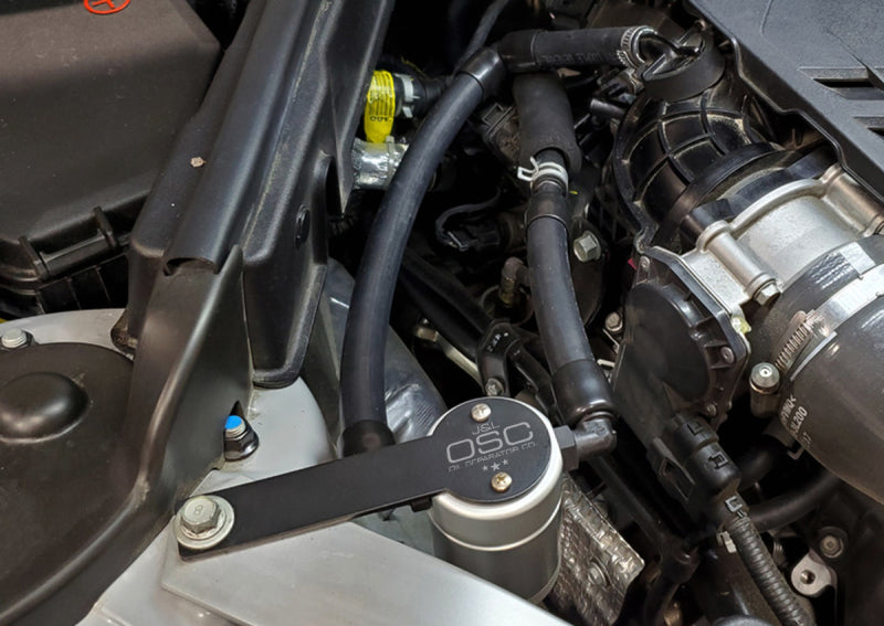 J&L 18-22 Kia Stinger GT 3.3TT Passenger Side Oil Separator 3.0 - Clear Anodized-Oil Separators-J&L