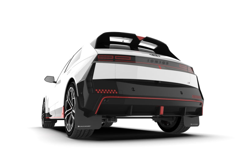 RALMF117-UR-BLK-PBL-Rally Armor 2025+ Hyundai Ioniq 5 N Black Mud Flap w/ Light Blue Logo-Mud Flaps-Rally Armor