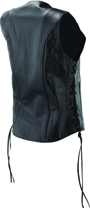 RIV094444-River Road Sapphire Leather Vest Black Womens - Small-Vests-River Road