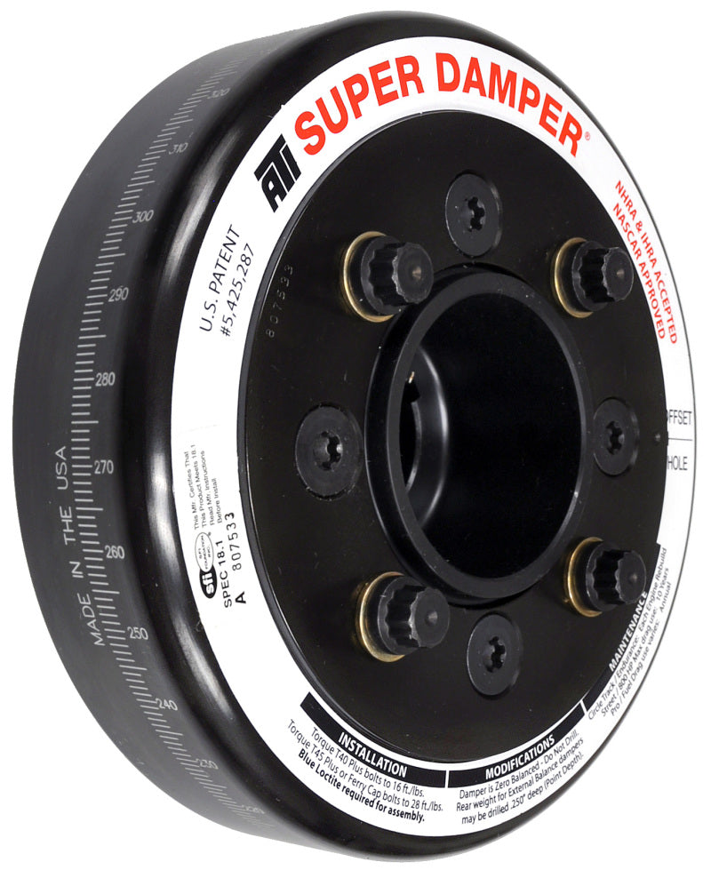 ATI Damper - 6.325in - Steel - Ford SB & 6 Cyl - 4 Bolt OEM - 3.35in Long - C-Timing - 3 Ring-Crankshaft Dampers-ATI