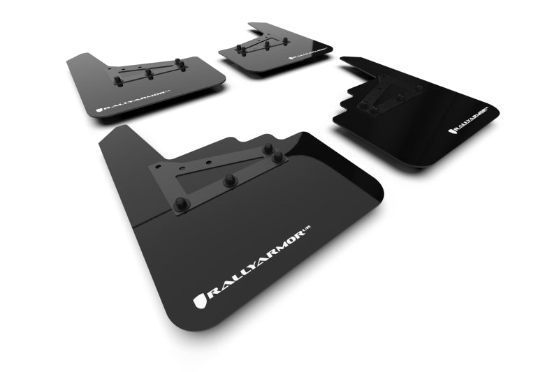 RALMF115-UR-BLK-WH-Rally Armor 21-24 Ford F-150 (Excl. Raptor) Black UR Mud Flap w/White Logo-Mud Flaps-Rally Armor