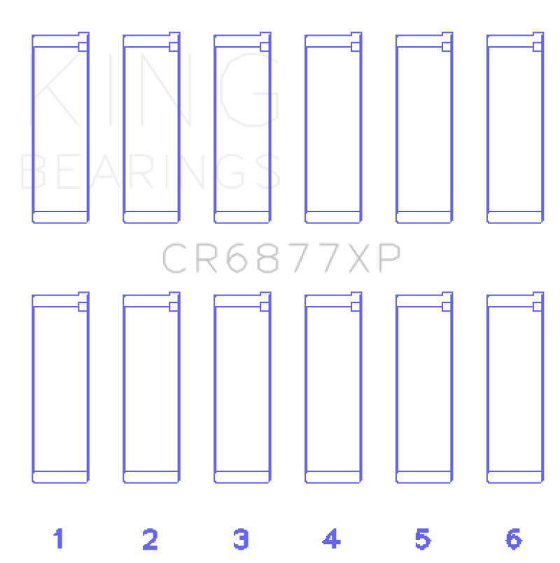 KINGCR6877XP0.25-King BMW S54B32 (Size 0.25mm) Performance Connecting Rod Bearing - Set of 6-Bearings-King Engine Bearings