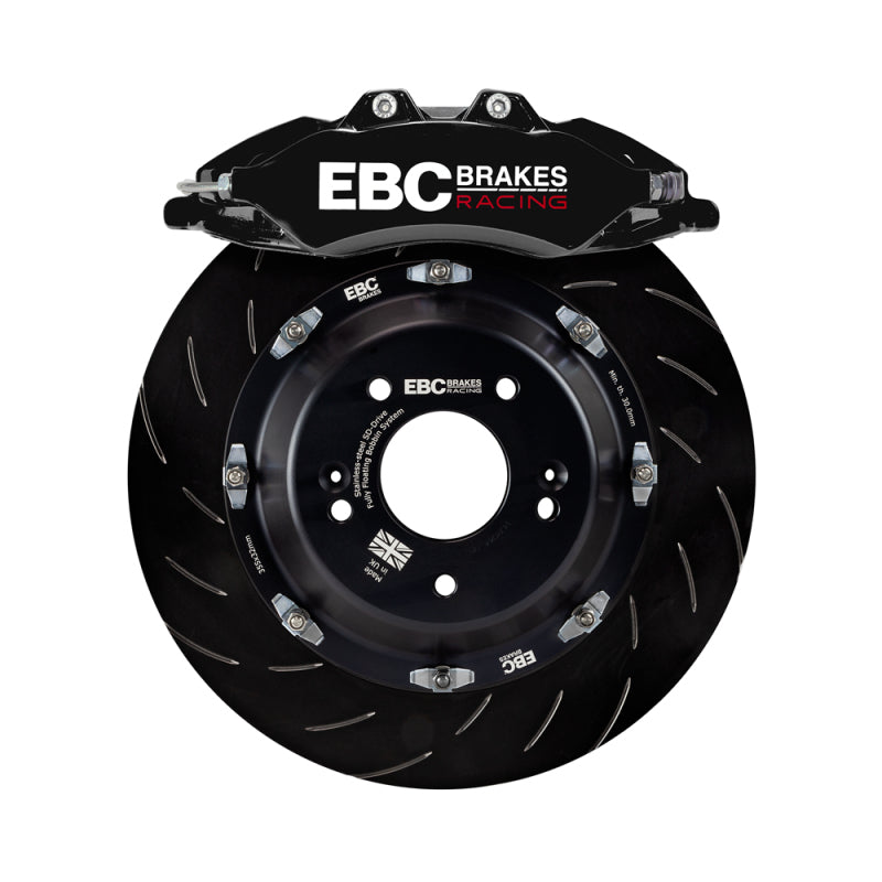 EBC Racing 08-21 Nissan 370Z Black Apollo-6 Calipers 355mm Rotors Front Big Brake Kit-Big Brake Kits-EBC