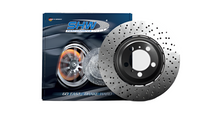 Load image into Gallery viewer, SHWBRL43853-SHW 2021 BMW M3 / 21-22 BMW M4 Left Rear Cross-Drilled Lightweight Brake Rotor (34208093729)-Brake Rotors - Drilled-SHW Performance