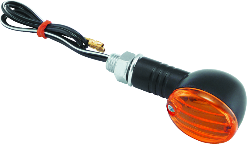 BKM266015-BikeMaster Ministalk Marker Light Round - Black/Amber-Sidemarkers & Indicators-Bike Master