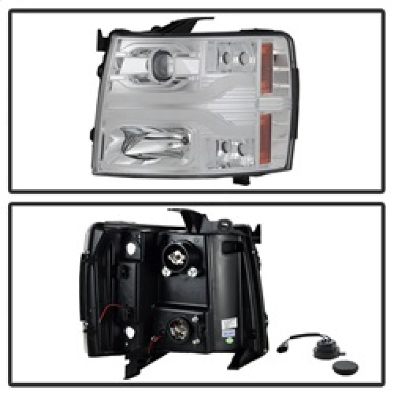 SPY5083616-Spyder Chevy Silverado 1500 07-13 Version 3 Projector Headlights - Chrome PRO-YD-CS07V3-LBDRL-C-Headlights-SPYDER