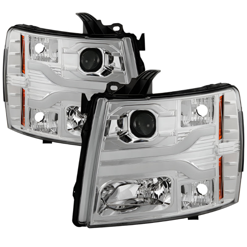 SPY5083616-Spyder Chevy Silverado 1500 07-13 Version 3 Projector Headlights - Chrome PRO-YD-CS07V3-LBDRL-C-Headlights-SPYDER