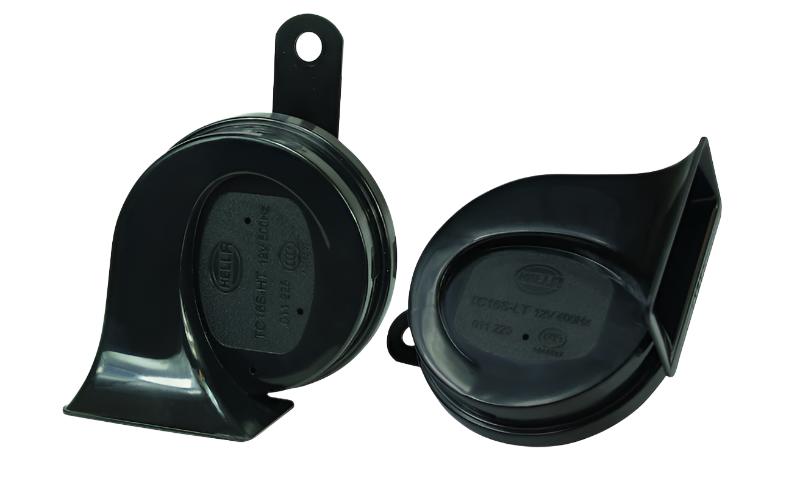 HELLA011225831-Hella Twin Trumpet Horn Kit 12V Universal - Black-Horns-Hella
