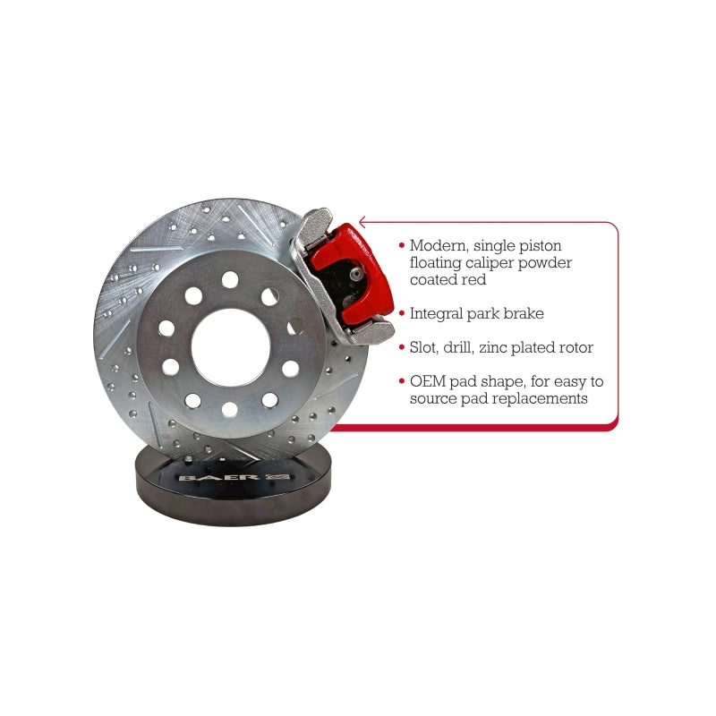 Second detail view of the Baer Brakes 10.5 inch Classic Series Rear Brake Kit for Ford 8/9in Small Bearing Housing Ends - Red