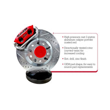 Load image into Gallery viewer, Mounting detail of the Baer Brakes 13 inch Classic Series Front Brake Kit for 1978-1988 GM Malibu/El Camino/Monte Carlo/Regal - Red