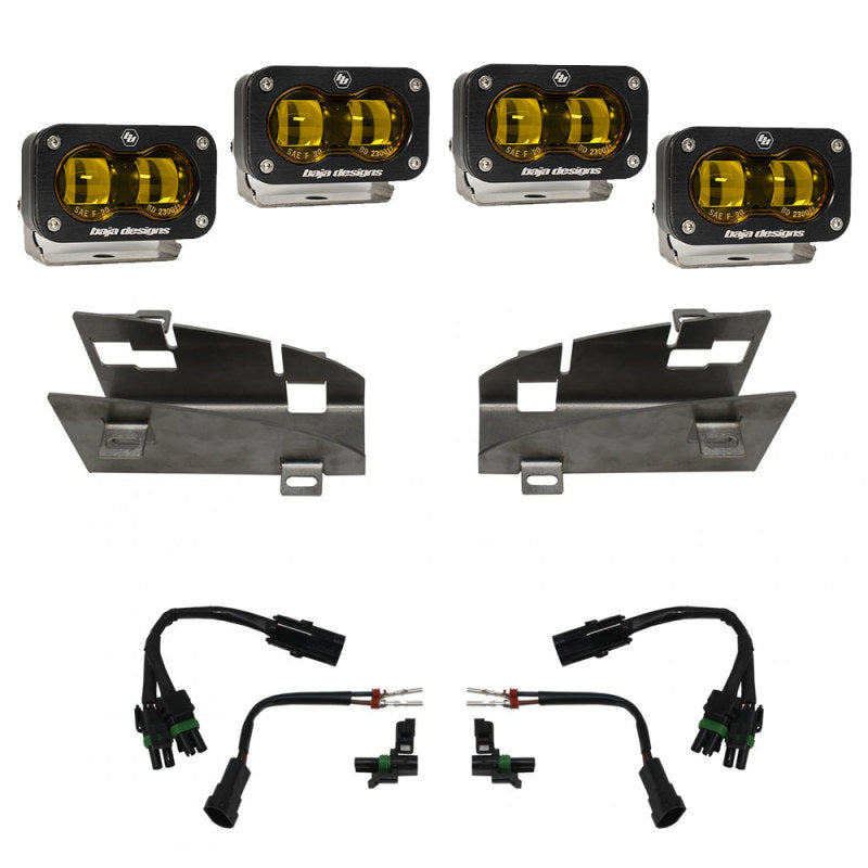 Baja Designs 19-22 Dodge RAM 1500 Rebel / 21-22 1500 TRX S2 SAE Dual Fog Pocket Light Kit - Amber-Light Bars & Cubes-Baja Designs-810031748297-