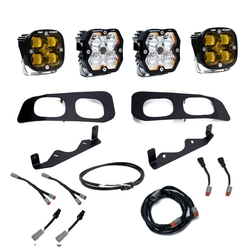 Baja Designs Baja Designs 2023+ Ford SD Squardon Pro/SAE 2.0 Dual Fog Pocket Kit Upfitter (SAE Fog) - Baja Amber