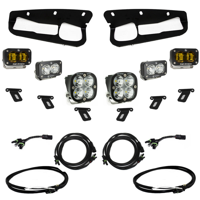 Baja Designs 21-22 Ford Bronco w/Steel Bumper S2 SAE Sportsmen Fog Pkt Light Kit w/Upfitter - Amber-Light Bars & Cubes-Baja Designs-810031748419-