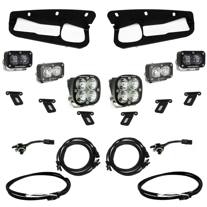 Baja Designs 21-22 Ford Bronco w/Steel Bumper S2 SAE Sportsmen Fog Pkt Light Kit w/Upfitter - Clear - Black Ops Auto Works