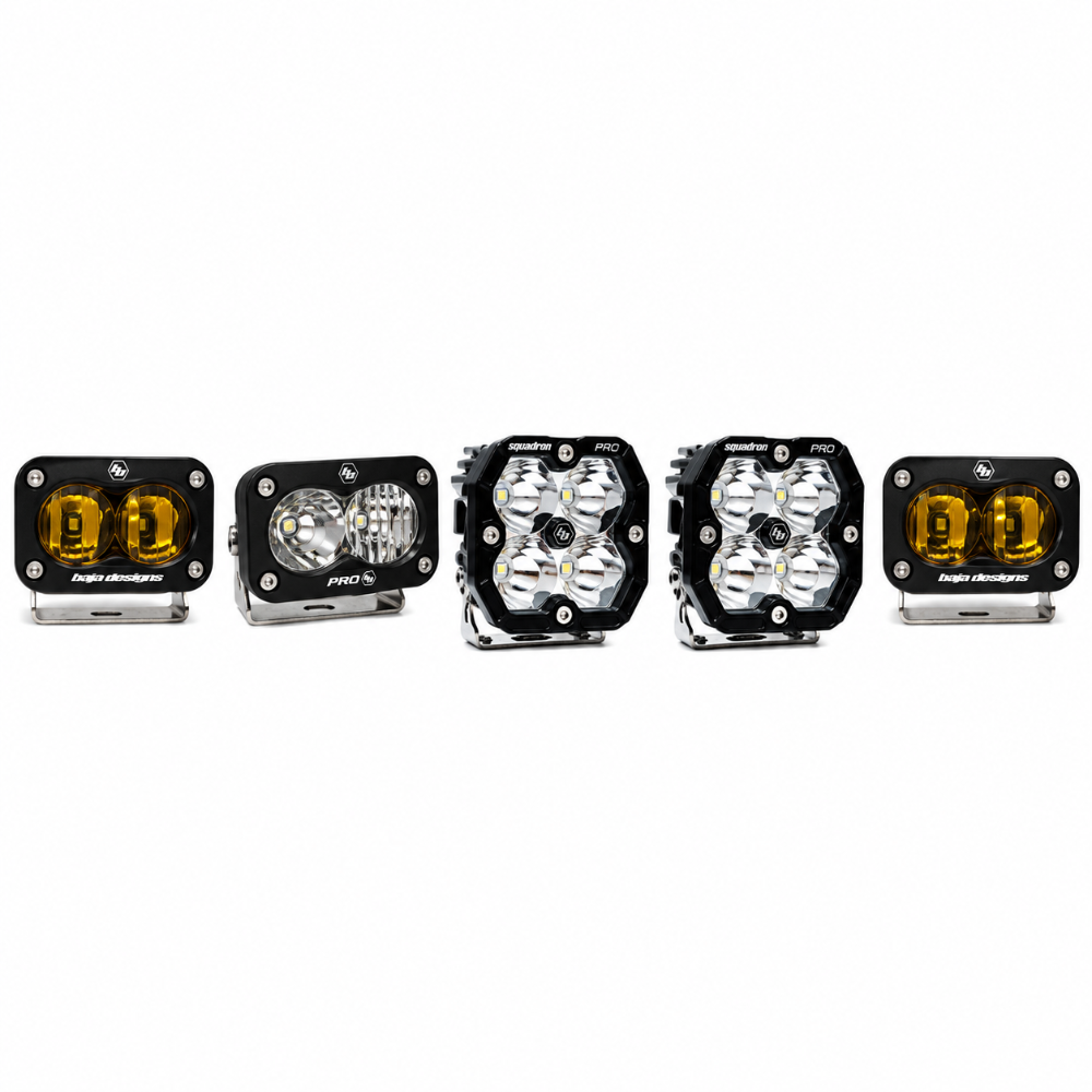 Baja Designs 440084UP fog pocket light kit for 2021-2026 Ford Bronco steel bumper with Squadron Pro S2 Pro and S2 SAE Amber lights