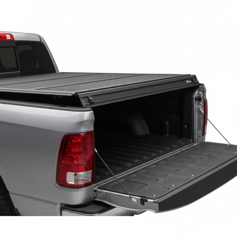 BAKFlip G2 cover open with tailgate down, showing full bed access