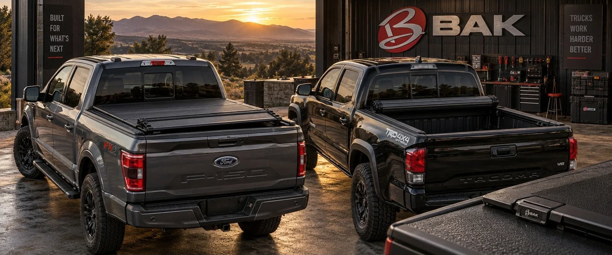 BAK tonneau covers on Ford F-150 and Toyota Tacoma trucks