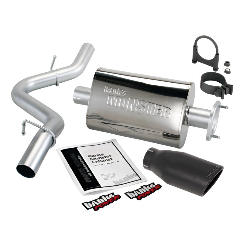 Banks Power 00-03 Jeep 2.5/4.0L Wrangler w/ 2-Bolt Cat Monster Exh Sys - SS Single Exh w/ Blk Tip - Black Ops Auto Works