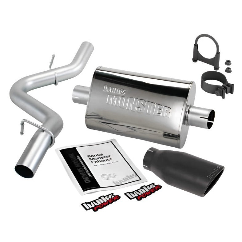 Banks Power 97-99 Jeep 2.5/4.0L Wrangler Slip Fit Cat Monster Exh Sys - SS Single Exh w/ Blk Tip - Black Ops Auto Works