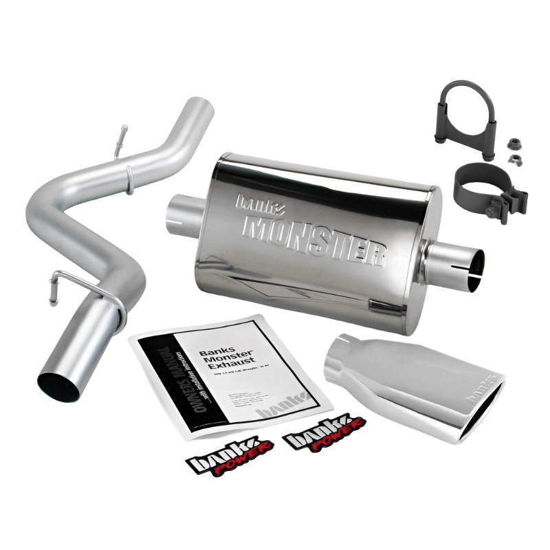 Banks Power 97-99 Jeep 2.5/4.0L Wrangler Slip Fit Cat Monster Exh Sys - SS Single Exh w/ Chrome Tip-Catback-Banks Power-801279513129-