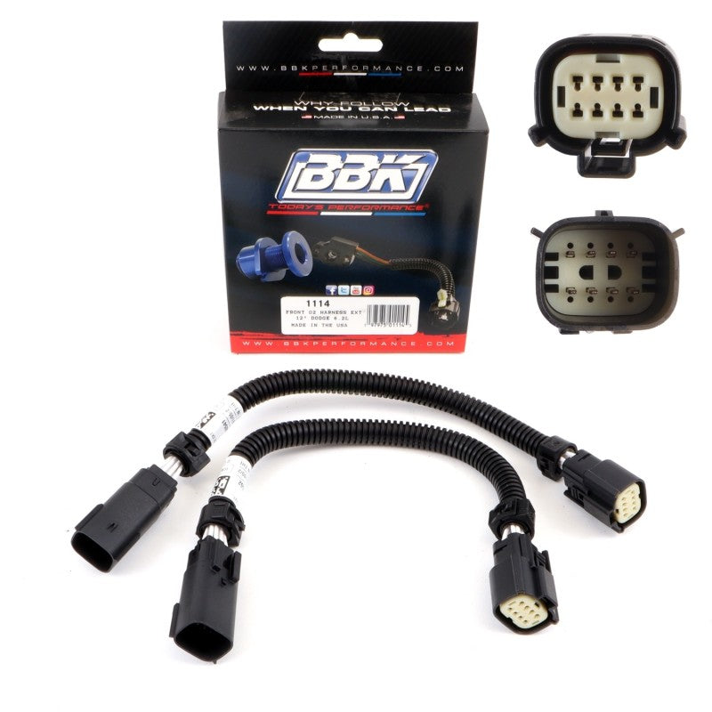 BBK 05-20 Dodge Hellcat 6.2L 6 Pin Front O2 Sensor Wire Harness Extensions 12 (pair) - Black Ops Auto Works