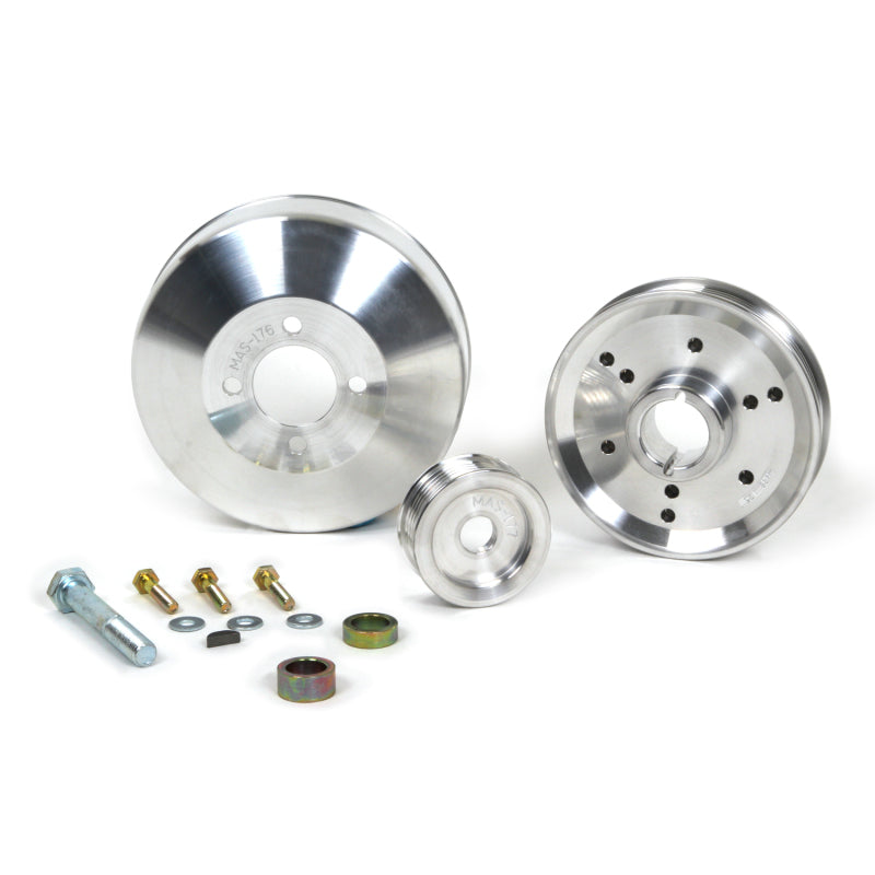 BBK 96-01 Mustang 4.6 GT Cobra Underdrive Pulley Kit - Lightweight CNC Billet Aluminum (3pc) - Black Ops Auto Works