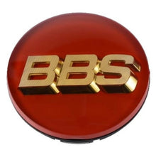 Load image into Gallery viewer, BBS Center Cap - 70mm Red w/ Gold 3D Logo (4-tab) - Black Ops Auto Works