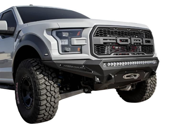 ADDF111202860103-Addictive Desert Designs 17-18 Ford F-150 Raptor Stealth Fighter Front Bumper w/ Winch Mount-Bumpers - Steel-Addictive Desert Designs