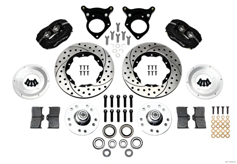 WIL140-11018-D-Wilwood Forged Dynalite Front Kit 11.00in Drilled 87-93 Mustang 5 Lug-Big Brake Kits-Wilwood