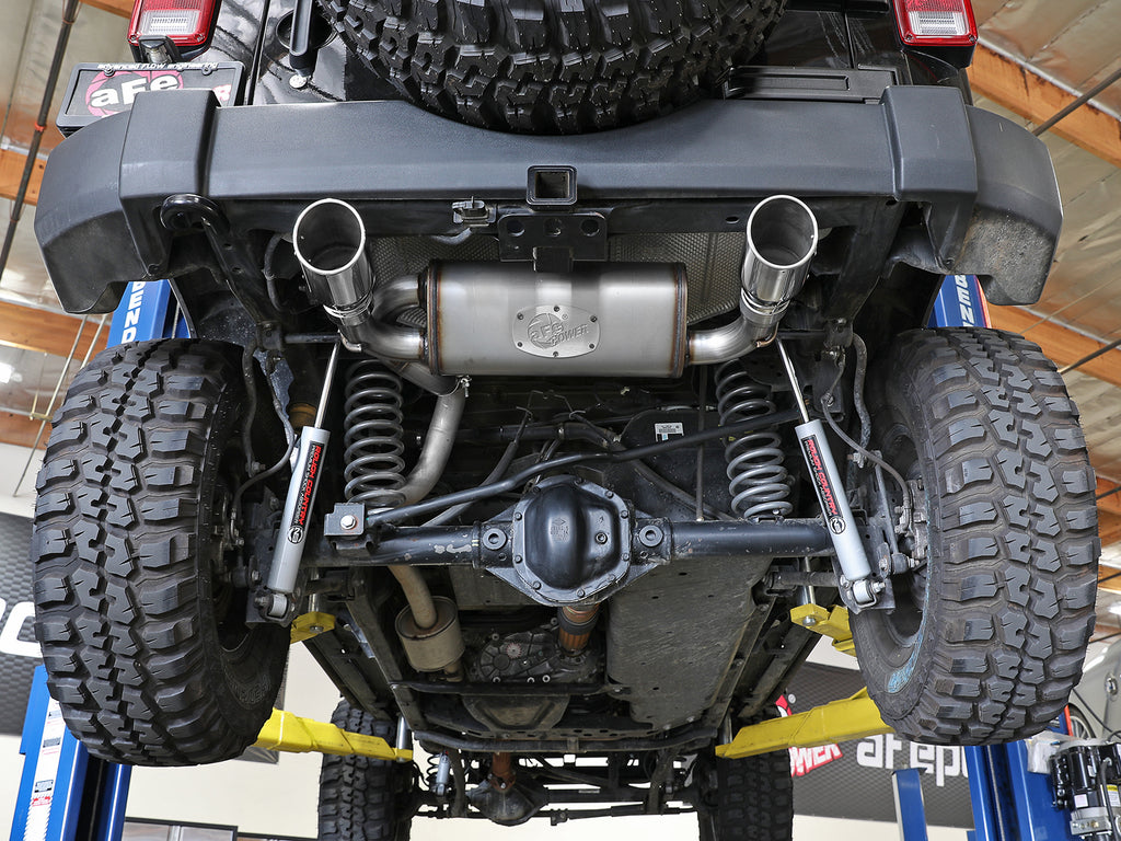 aFe aFe Rebel Series 2.5in 409 SS Axle-Back Exhaust w/Polished Tips 07+ Jeep Wrangler (JK) V6 3.6L/3.8L