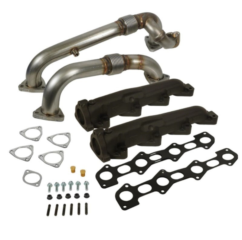 BD Diesel 08-10 Ford F-250/F-350/F-450/F-550 Powerstroke 6.4L Up Pipes Kit w/Manifold Set - Black Ops Auto Works