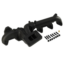 Load image into Gallery viewer, BD Diesel exhaust manifold with mounting hardware, alternate angle with elephant-trunk outlet