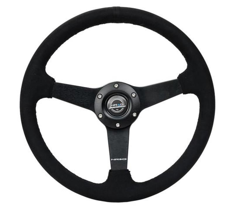 NRGRST-037MB-SA-NRG Sport Steering Wheel (350mm/ 1.5in. Deep) Matte Black Spoke/ Black Alcantara w/ Black Stitching-Steering Wheels-NRG