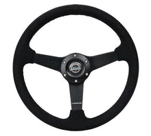 Load image into Gallery viewer, NRGRST-037MB-SA-NRG Sport Steering Wheel (350mm/ 1.5in. Deep) Matte Black Spoke/ Black Alcantara w/ Black Stitching-Steering Wheels-NRG