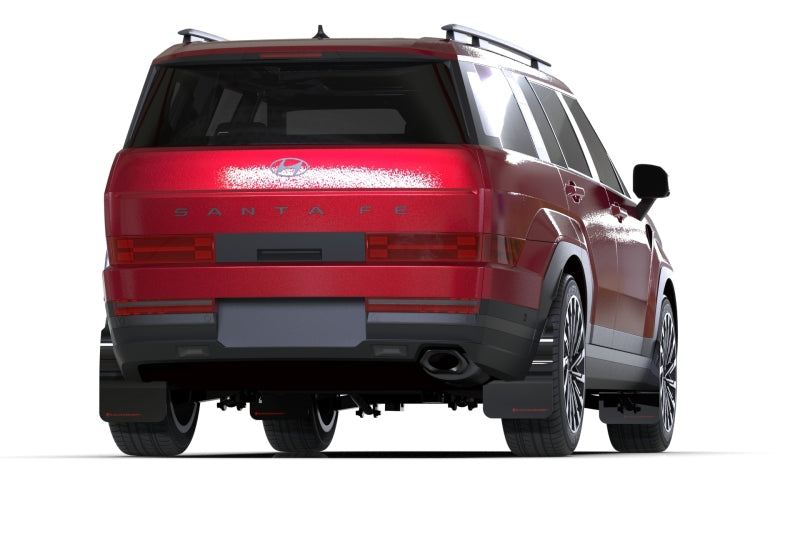 RALMF118-UR-BLK-WH-Rally Armor 2024+ Hyundai Santa Fe Black Mud Flap w/ White Logo-Mud Flaps-Rally Armor