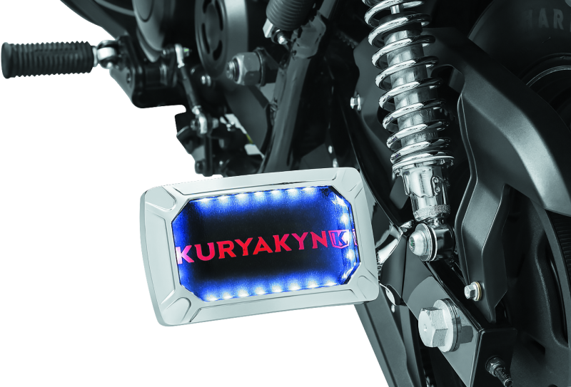 KUR3192-Kuryakyn Nova Curved Horizontal Mount Side License Plate Holder Chrome-License Plate Relocation-Kuryakyn